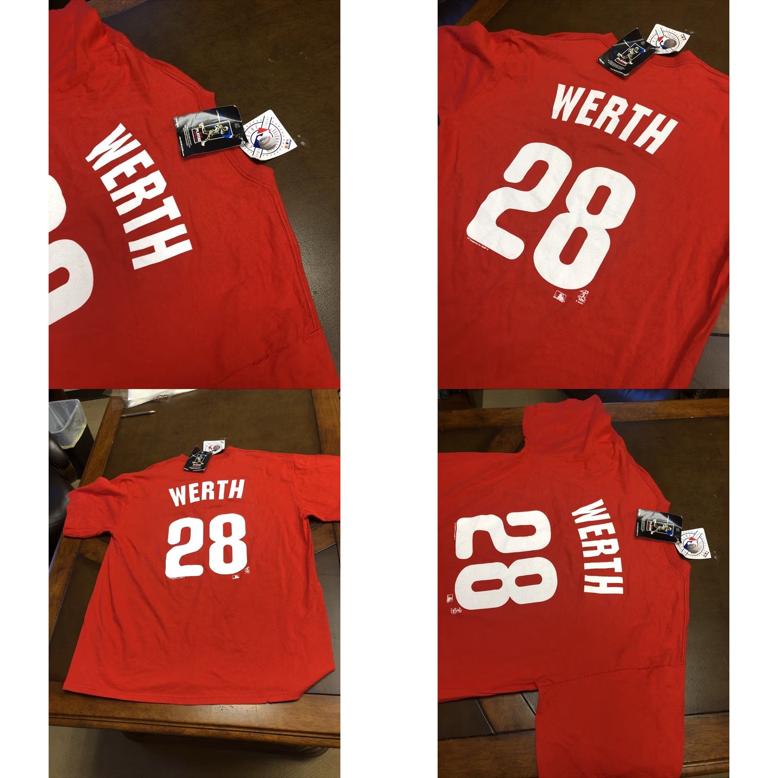 MLB VINTAGE MLB Merchandise Jason Werth Phillies Jersey Shirt XL Red Crew Neck Short Sleeve Mens Classic Fit Gift Size US XL / EU 56 / 4 - 8 Thumbnail