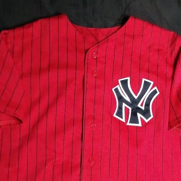 Majestic Vintage Majestic New York Yankees Pinstripe Jersey Red Size US L / EU 52-54 / 3 - 1 Thumbnail