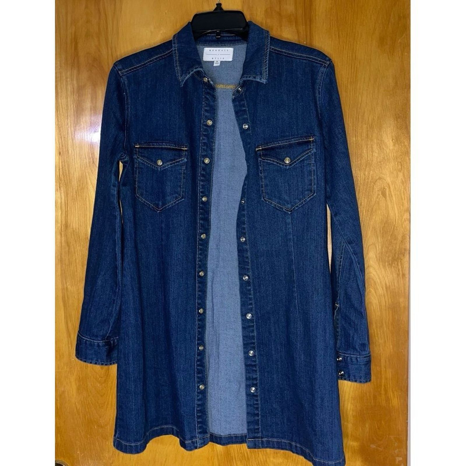 Kylie Jenner Kendall & Kylie Dark Wash Denim Long Sleeve Dress Size S Size S / US 4 / IT 40 - 2 Thumbnail