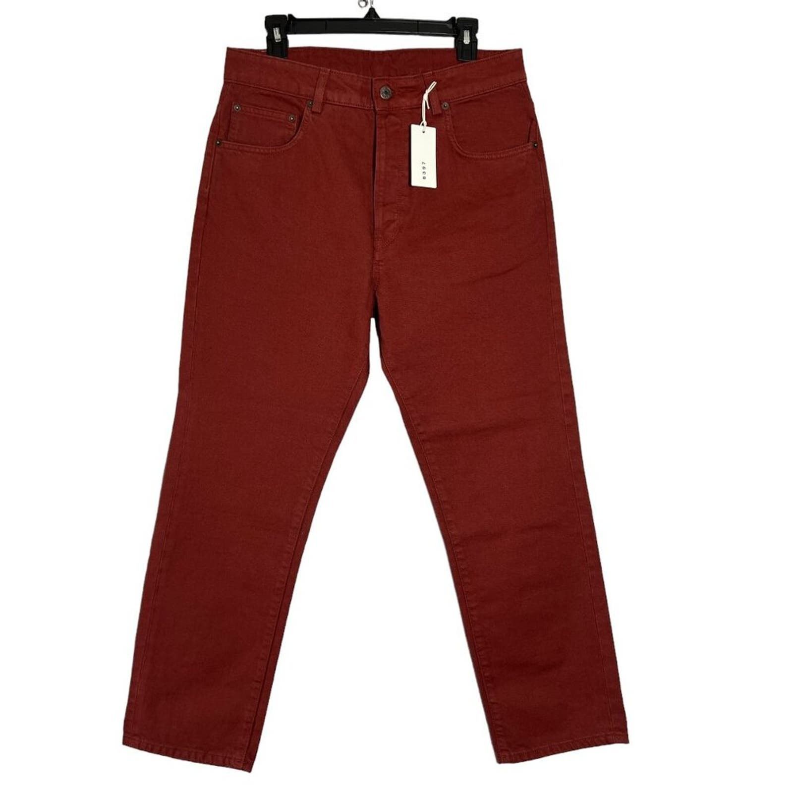 image of NWT 6397 Shorty Jeans High Rise 30 X 28 Brick Red Baggy, Women's