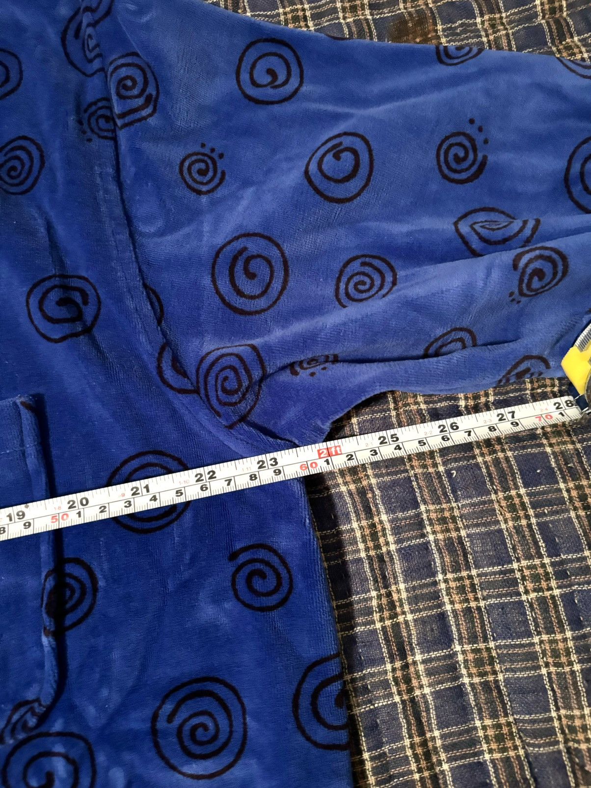 Lavane Blue & Black Swirl Loungewear Sleep Shirt Long-Sleeve Velour Size US L / EU 52-54 / 3 - 4 Thumbnail