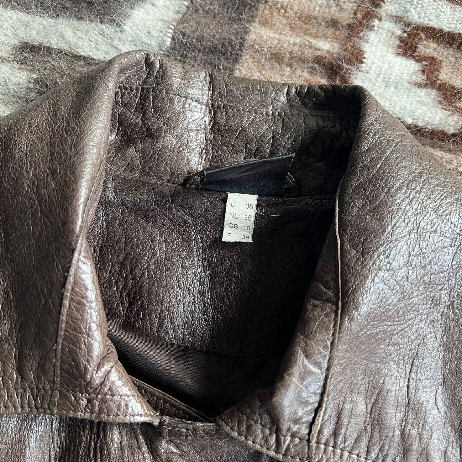 Genuine Leather Vintage Brown Lamb Leather Jacket Belted 0010BC Size L / US 10 / IT 46 - 7 Thumbnail