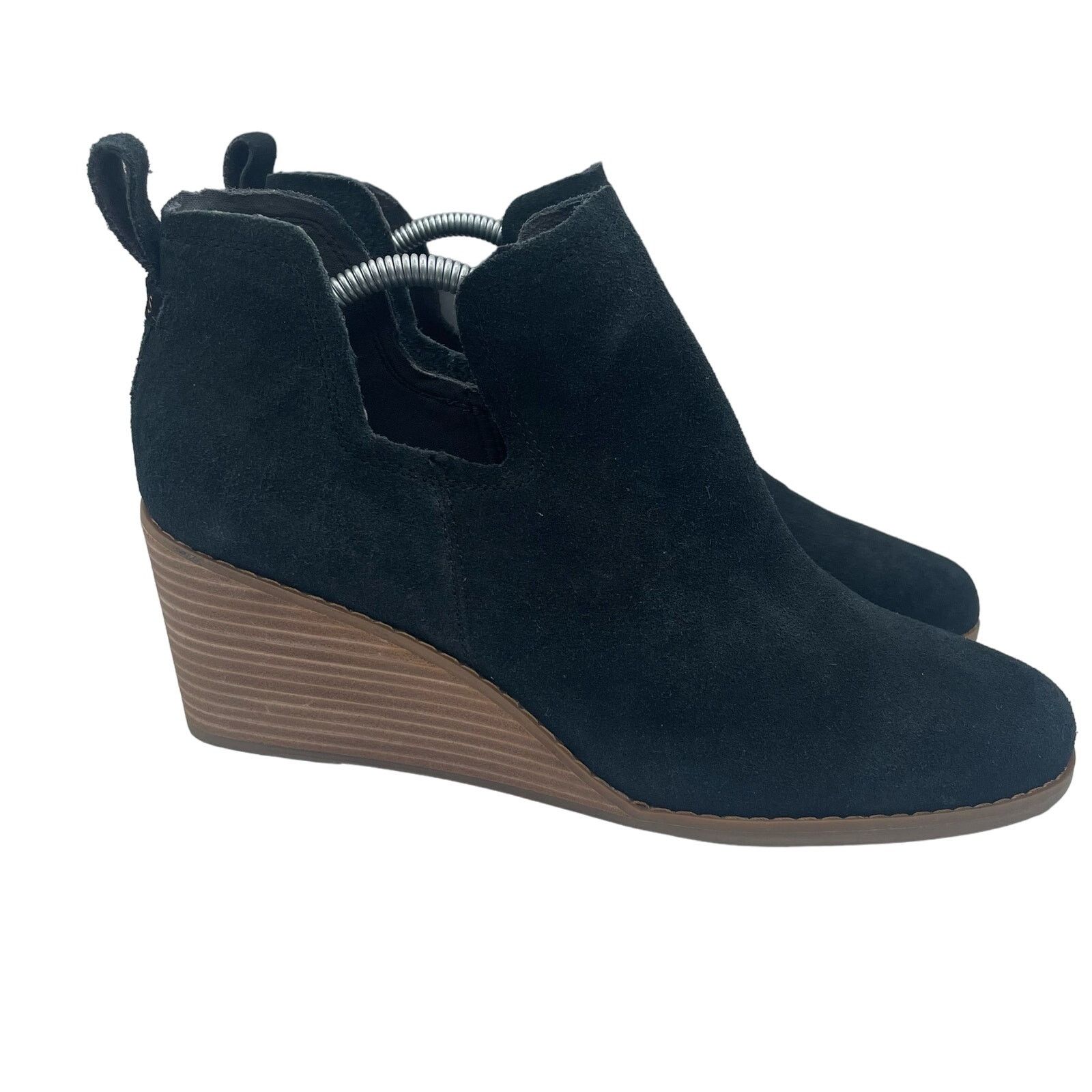 Toms TOMS Kallie Black Suede Wedge Bootie Ankle Slip On Casual 11 Size US 11 / IT 41 - 3 Thumbnail