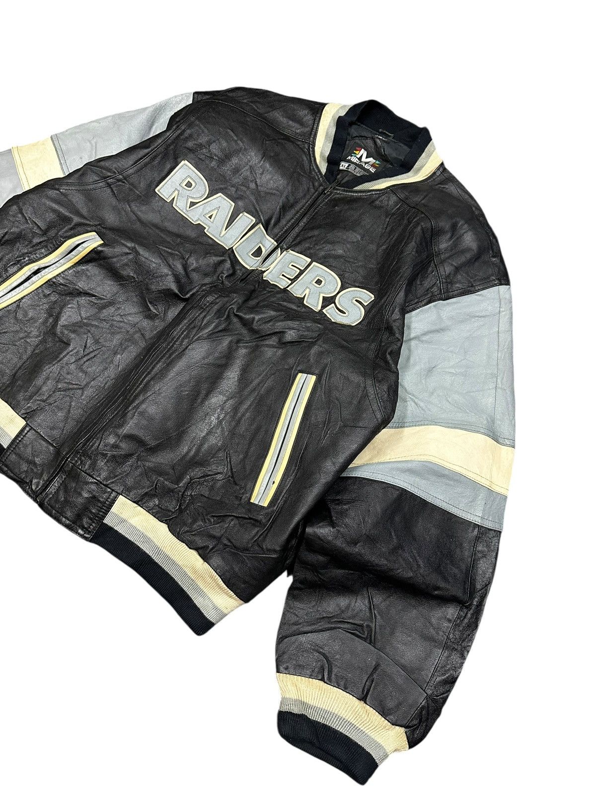 Vintage 90s Raiders Leather Varsity Jacket Big Logo