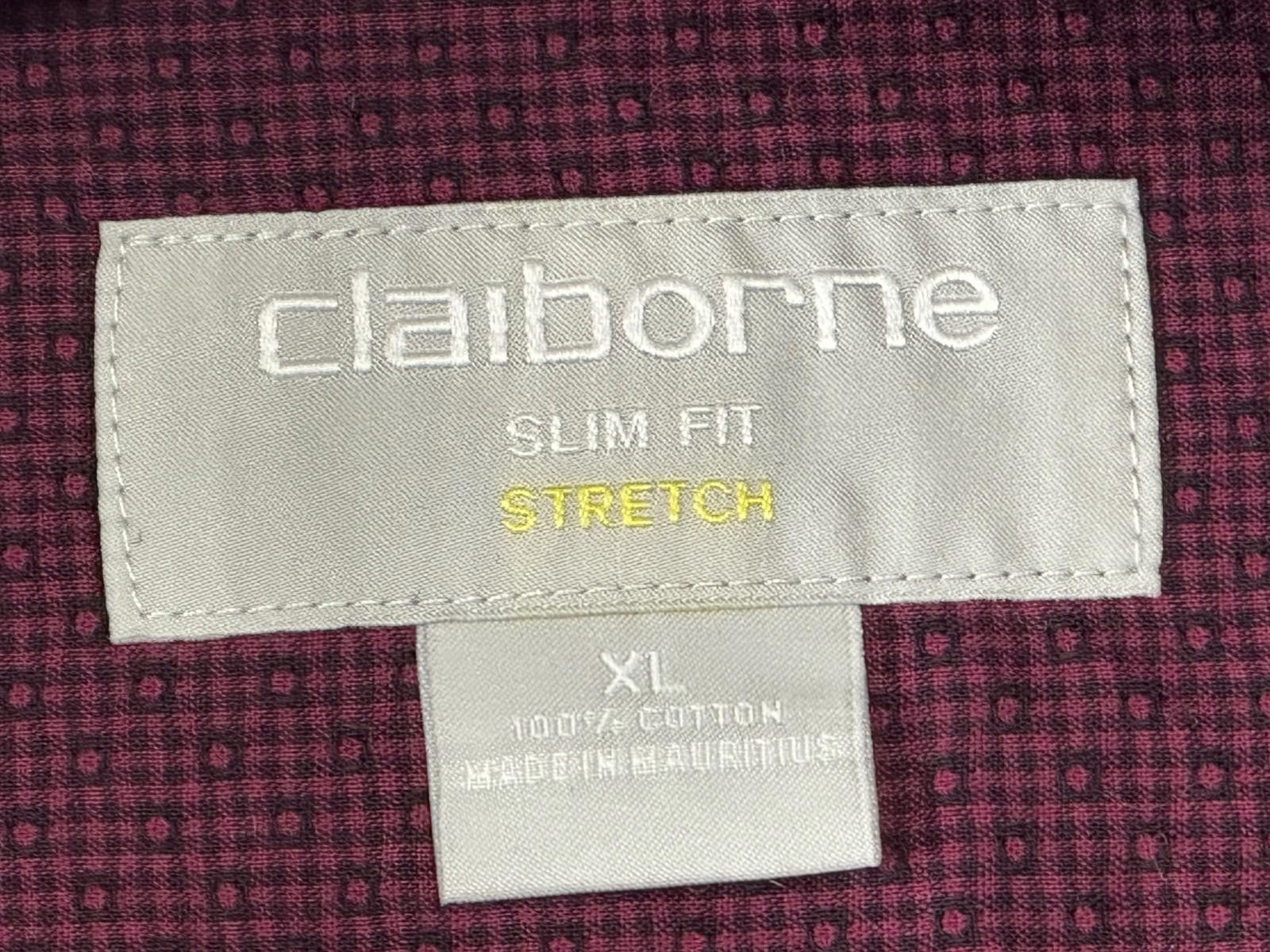 Liz Claiborne Claiborne Men's Purple XL Slim Fit Stretch Dress Shirt Size 44R - 8 Thumbnail