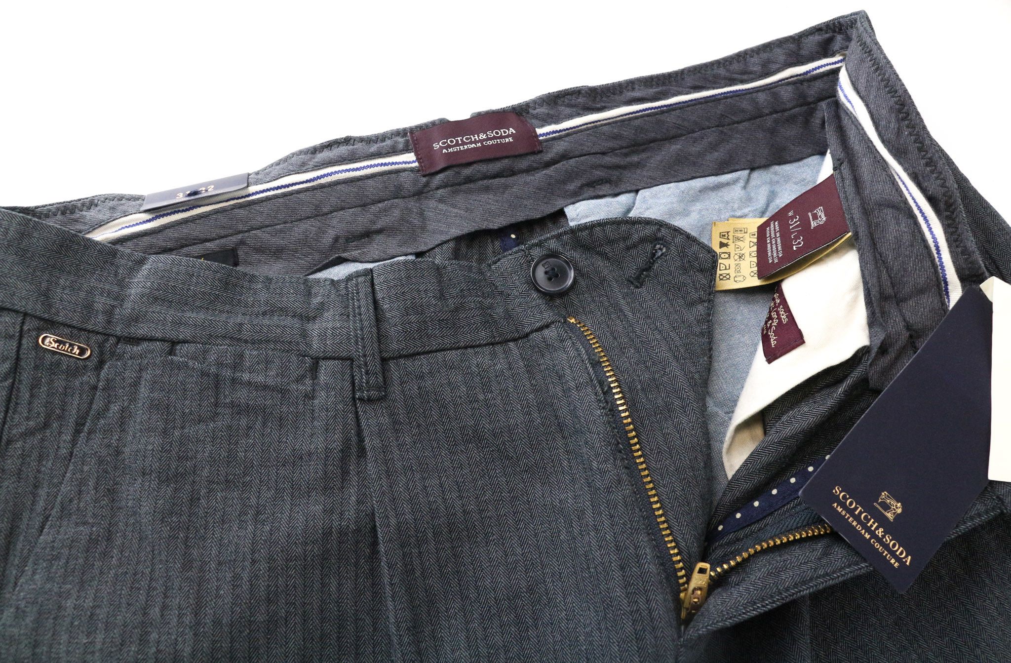 Scotch & Soda BLAKE W31/L32 Grey Stretch Patterned Trousers 74507 Size US 31 - 3 Thumbnail
