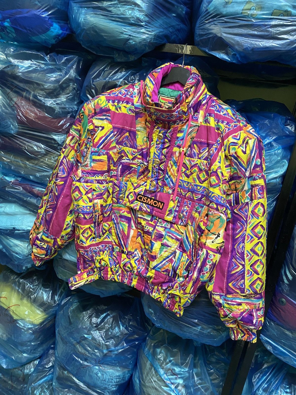 Vintage Vintage Cismon Ski Jacket Neon Abstract Print Winter Puffer Size US S / EU 44-46 / 1 - 2 Thumbnail