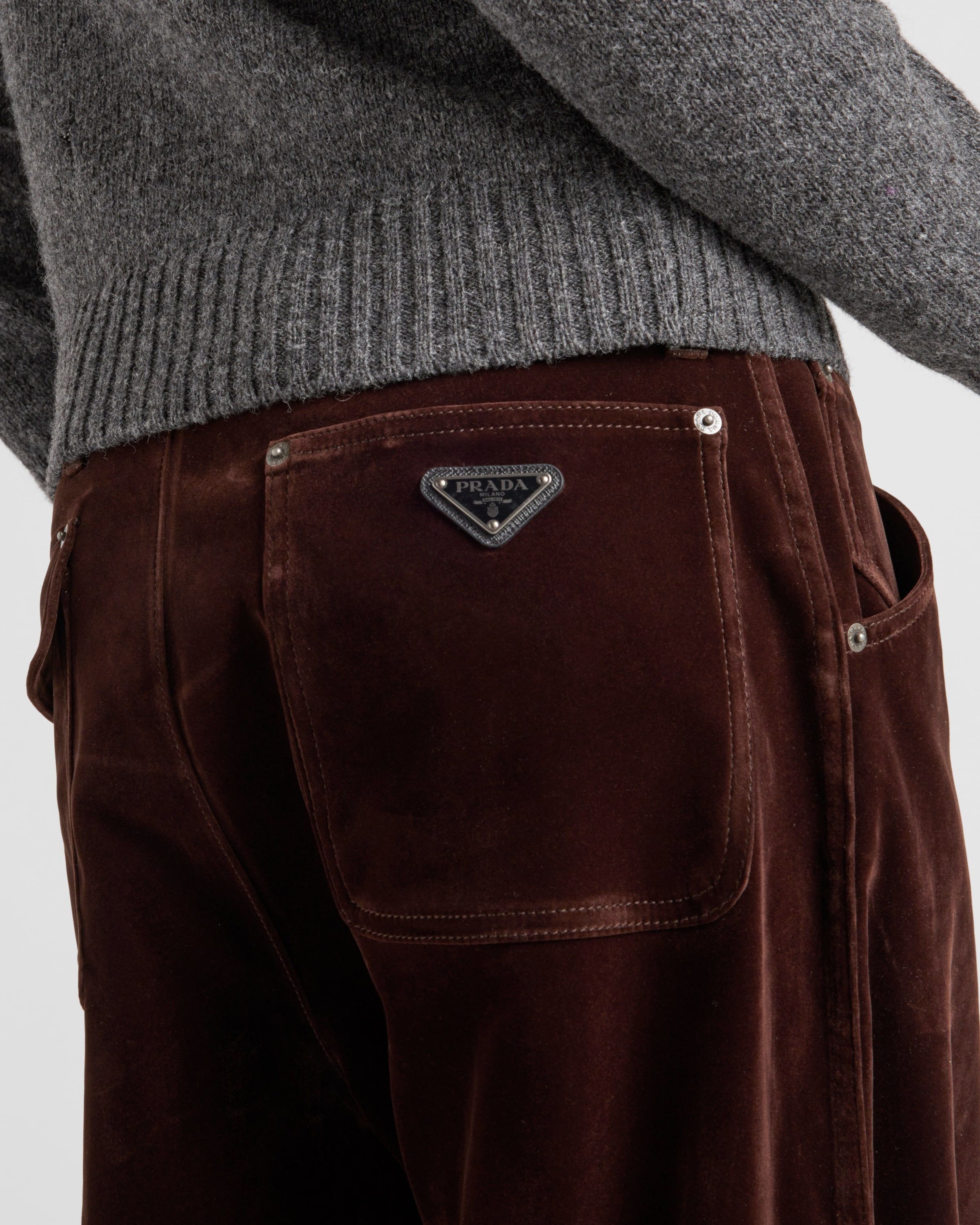 Prada o1bcso1str1025 Velvet Denim Pants in Brown Size US 28 / EU 44 - 5 Thumbnail
