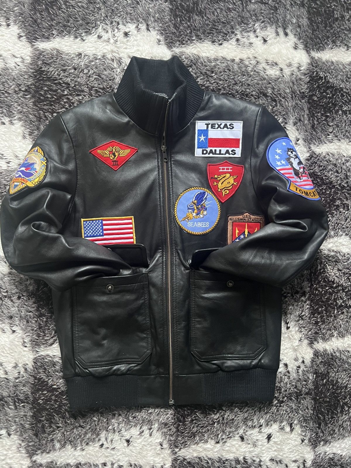Other Vintage Women’s Leather Bomber Jacket Black with Gun Style Size US S / EU 44-46 / 1 - 2 Thumbnail