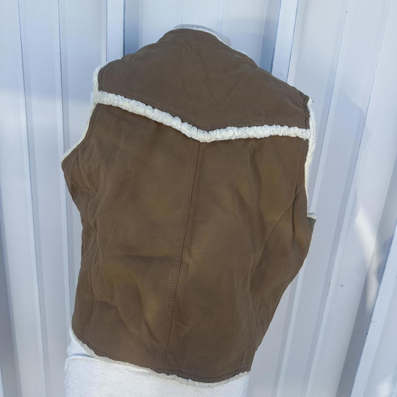 Sears Brown leather vest with fur trim #leatherjacket Size US XL / EU 56 / 4 - 3 Thumbnail