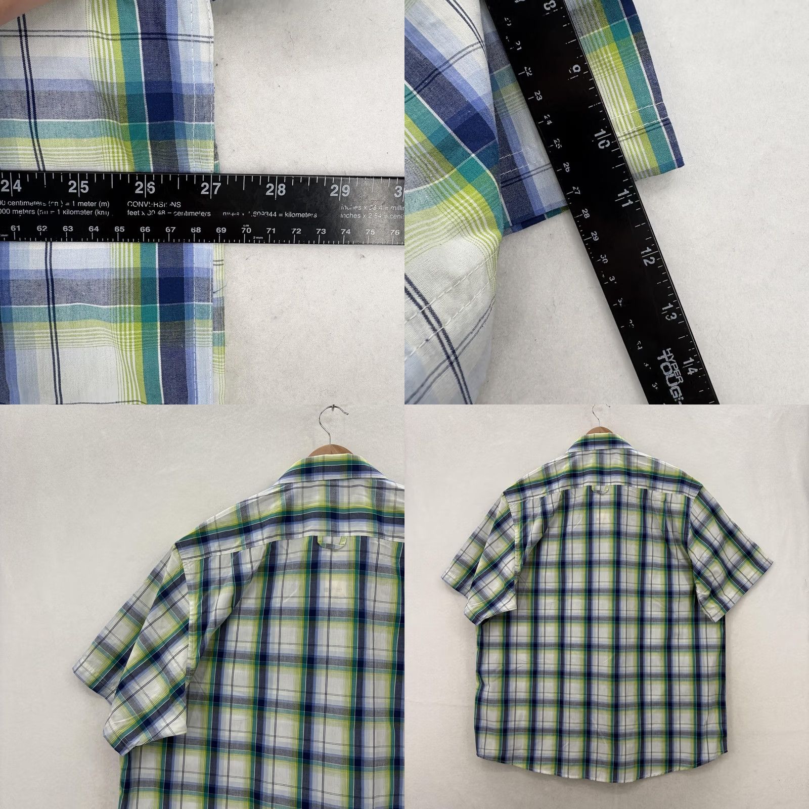 Haggar Haggar Mens 2XL Blue Plaid Short Sleeve Button Down Casual Easy Care Shirt NWT Size US XXL / EU 58 / 5 - 8 Thumbnail