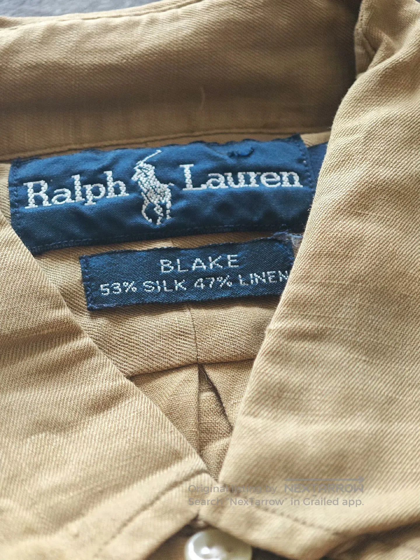 Polo Ralph Lauren RL Polo Khaki Linen Short Sleeve Shirt. Size US M / EU 48-50 / 2 - 2 Thumbnail