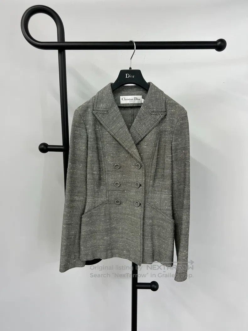 Dior Dior Gray double-breasted gun collared suit jacket Size S / US 4 / IT 40 - 1 Thumbnail