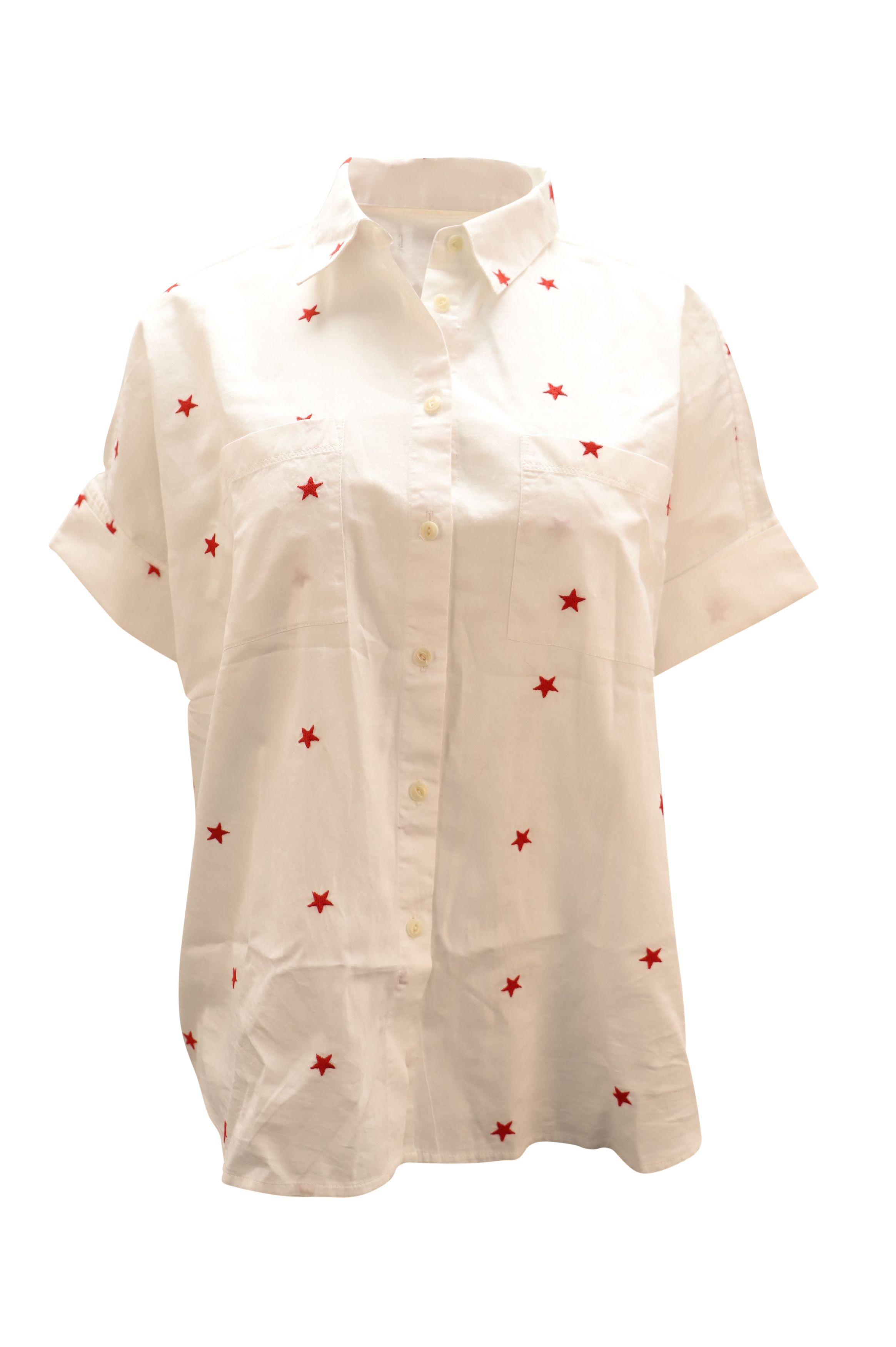 Madewell Madewell Embroidered Short-sleeve Shirt in White Cotton Size XS / US 0-2 / IT 36-38 - 1 Thumbnail