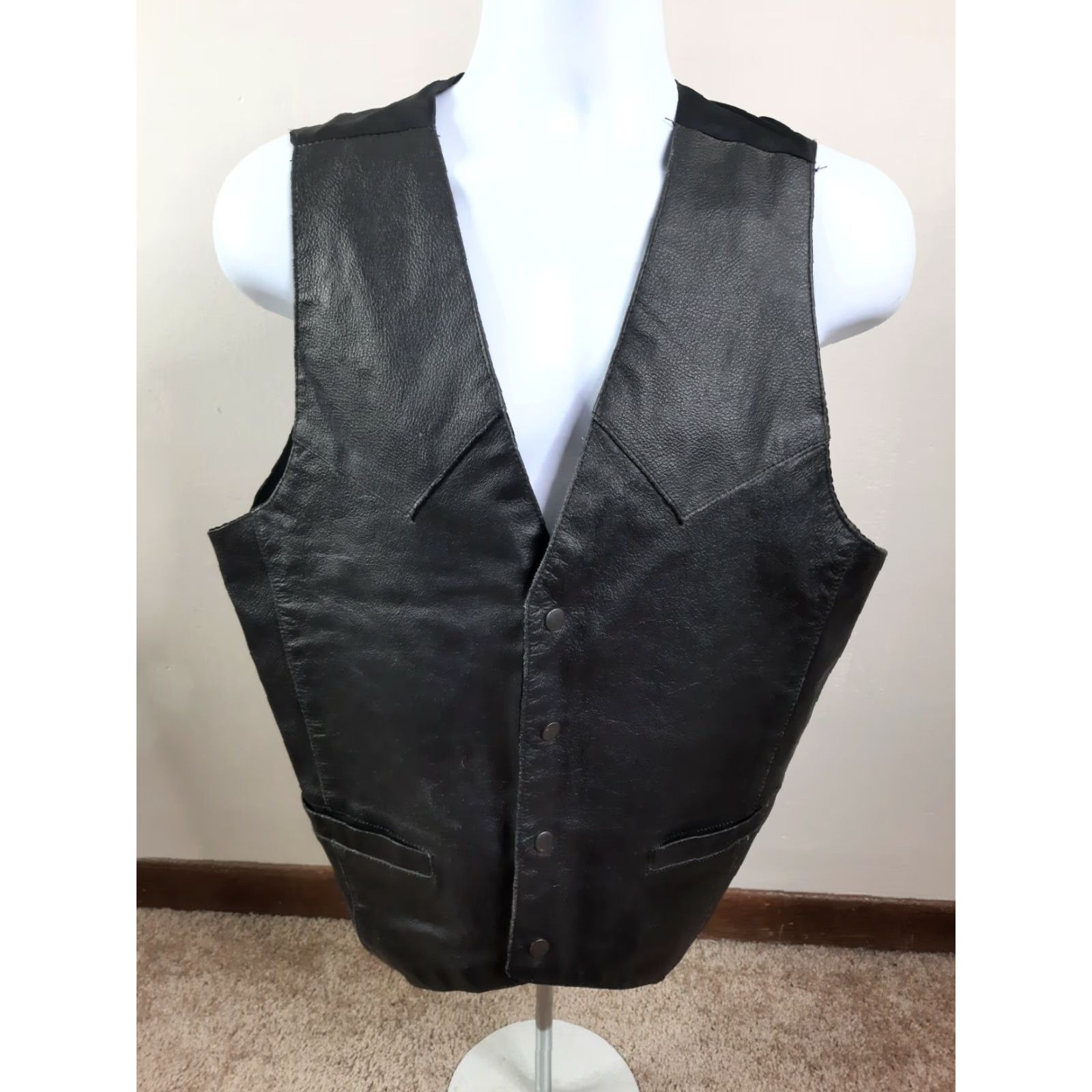 Vintage VINTAGE Permit Platinum Leather Black Mens Vest Western Style M Medium Pockets Size US M / EU 48-50 / 2 - 3 Thumbnail