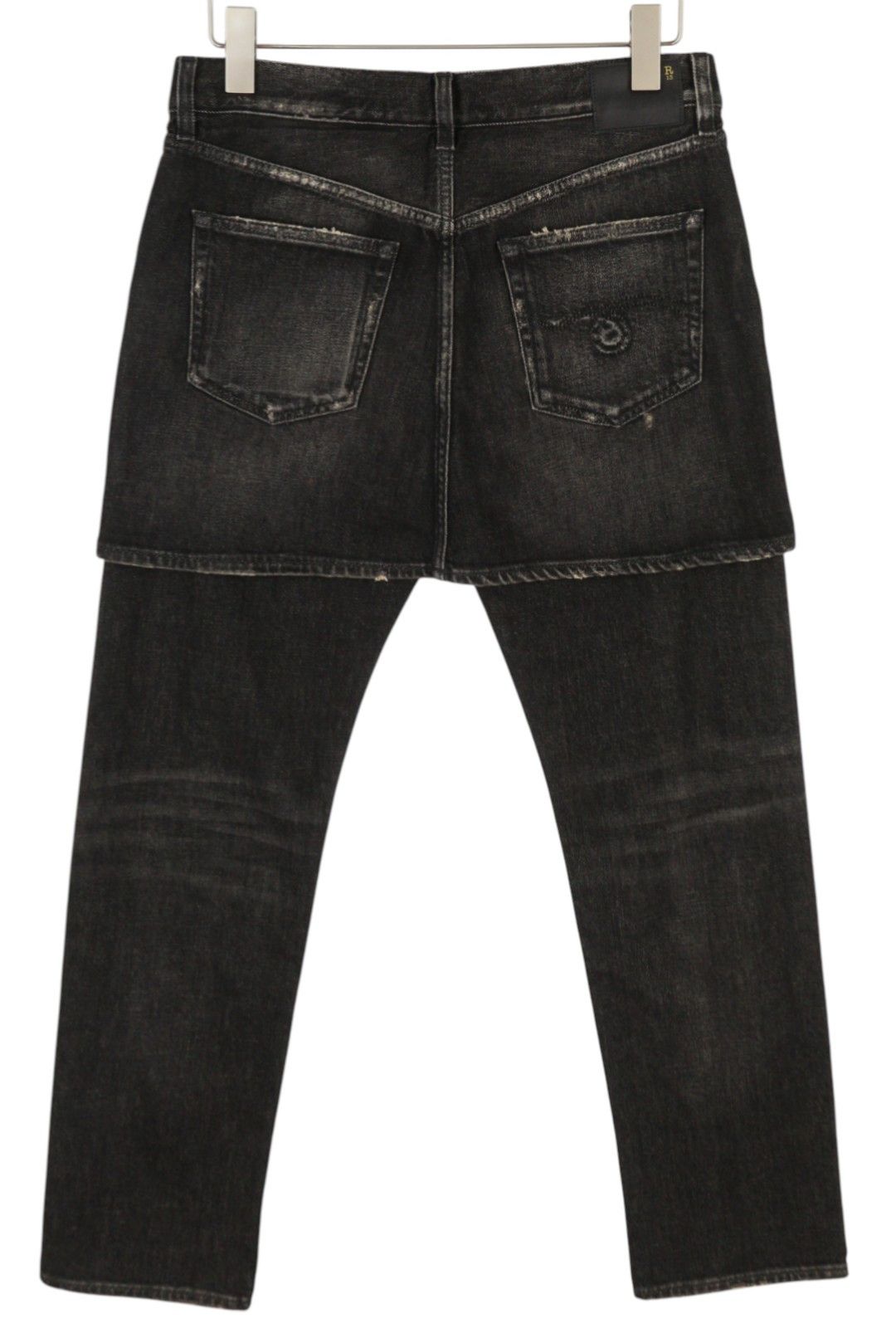 R13 NEW DOUBLE CLASSIC 27 Abbey Black Faded Skirted 85819 Size 27" / US 4 / IT 40 - 4 Thumbnail