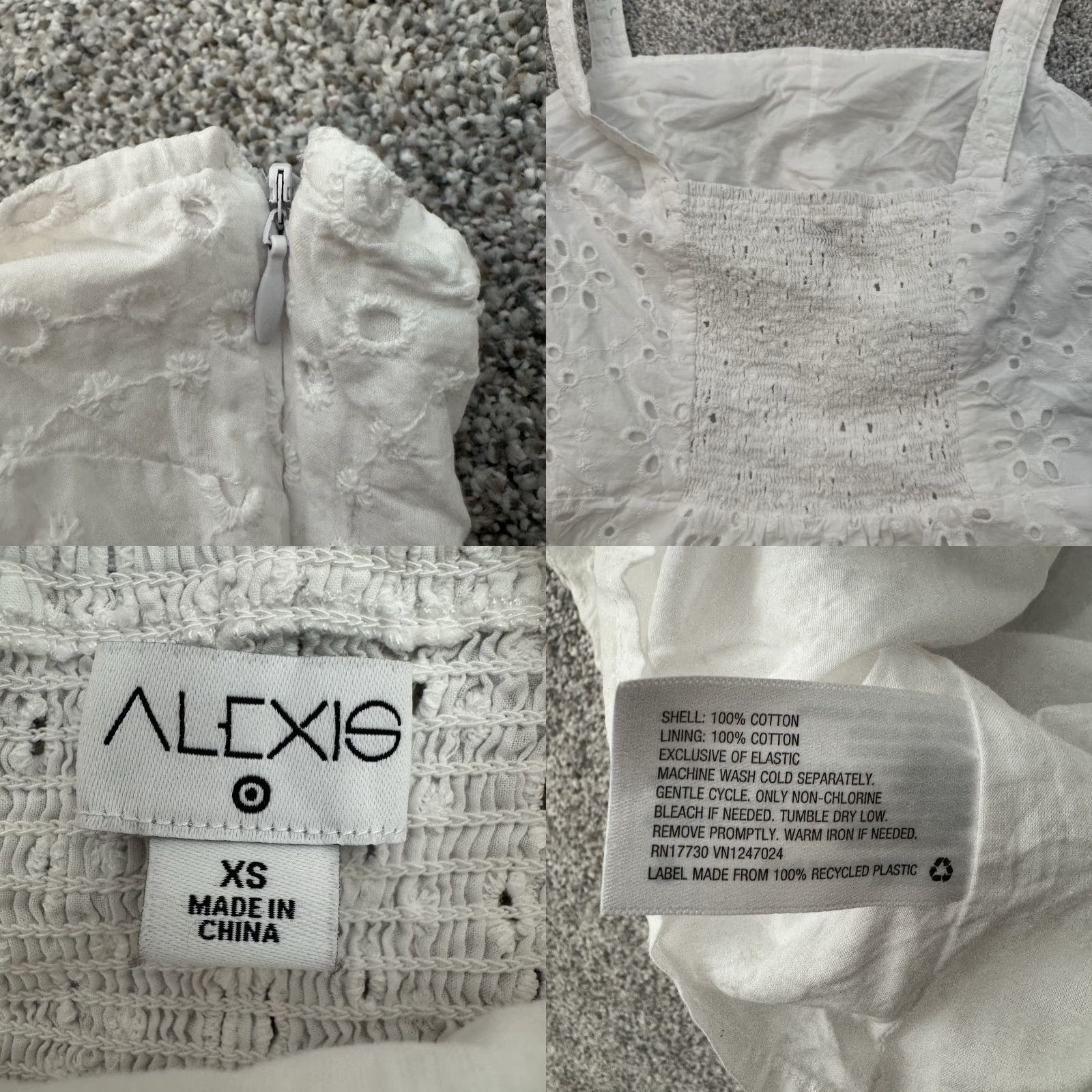 ALEXIS ALEXIS Target Mini Dress XS Eyelet Coquette Cottagecore Summer Smocked Romantic Dress Women Short White Cotton Size XS / US 0-2 / IT 36-38 - 8 Thumbnail