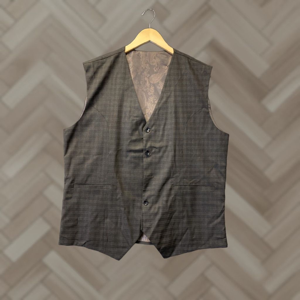Vintage VINTAGE French Crown Vest Tuxedo Vest Brown 46 Regular Men Adult 46 Brown 1 Button Missing Vest Size 46R - 1 Thumbnail