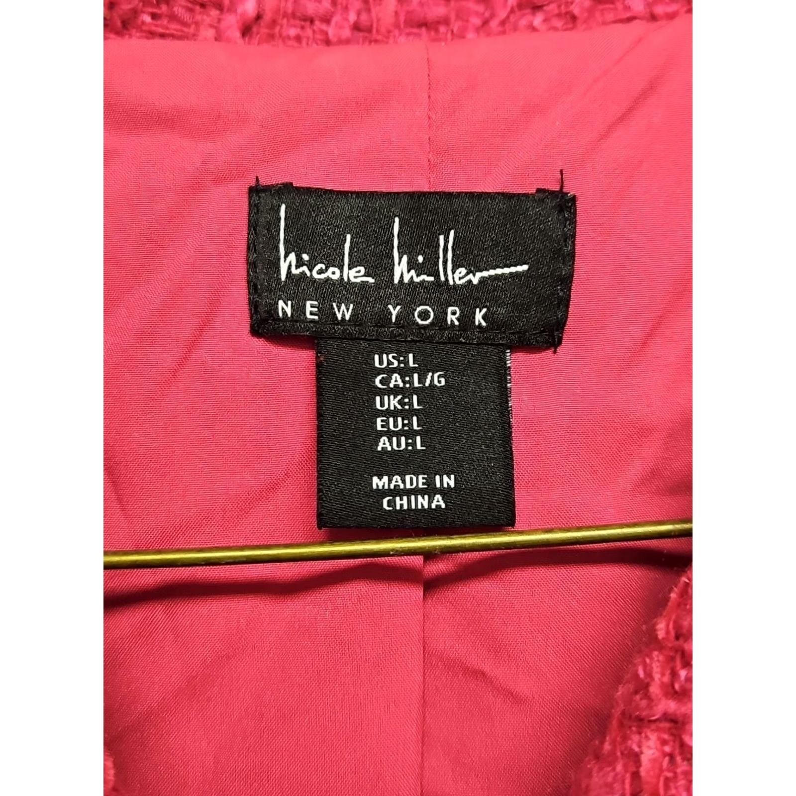Nicole Miller Nicole Miller New York Women’s Large Pink Tweed Jacket Cropped Blazer Designer Size L / US 10 / IT 46 - 4 Thumbnail