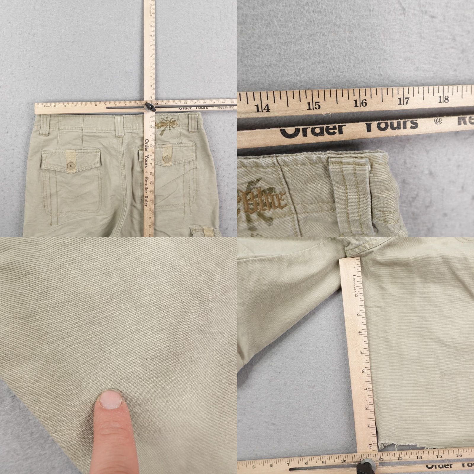 Anchor Blue VINTAGE Anchor Blue Shorts Mens 33 Khaki Cargo Baggy Skater Grunge Frayed Y2K Inseam 10 in Distressed Pockets Beige Cotton Relaxed Regular Mens Size US 33 - 8 Thumbnail