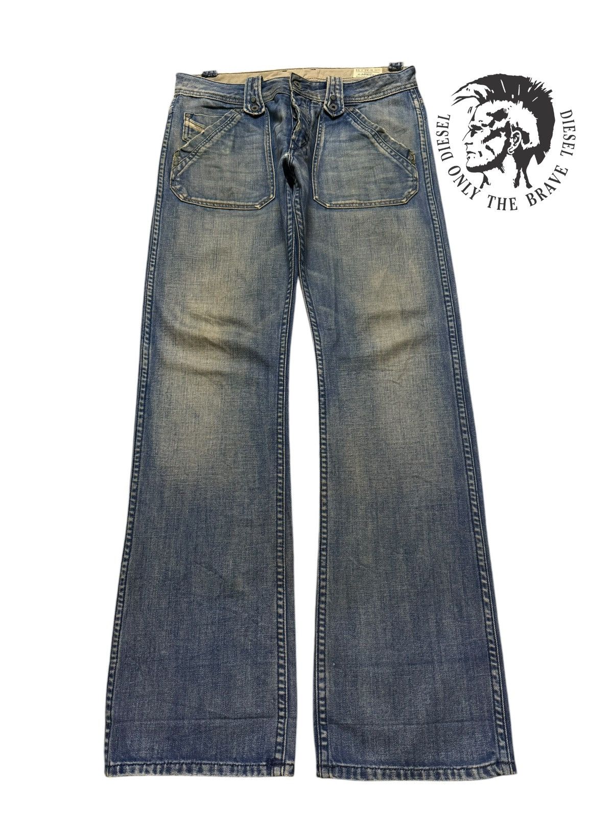 Vintage 90s Diesel Industry Blue Faded Wash Wide Leg Bootcut