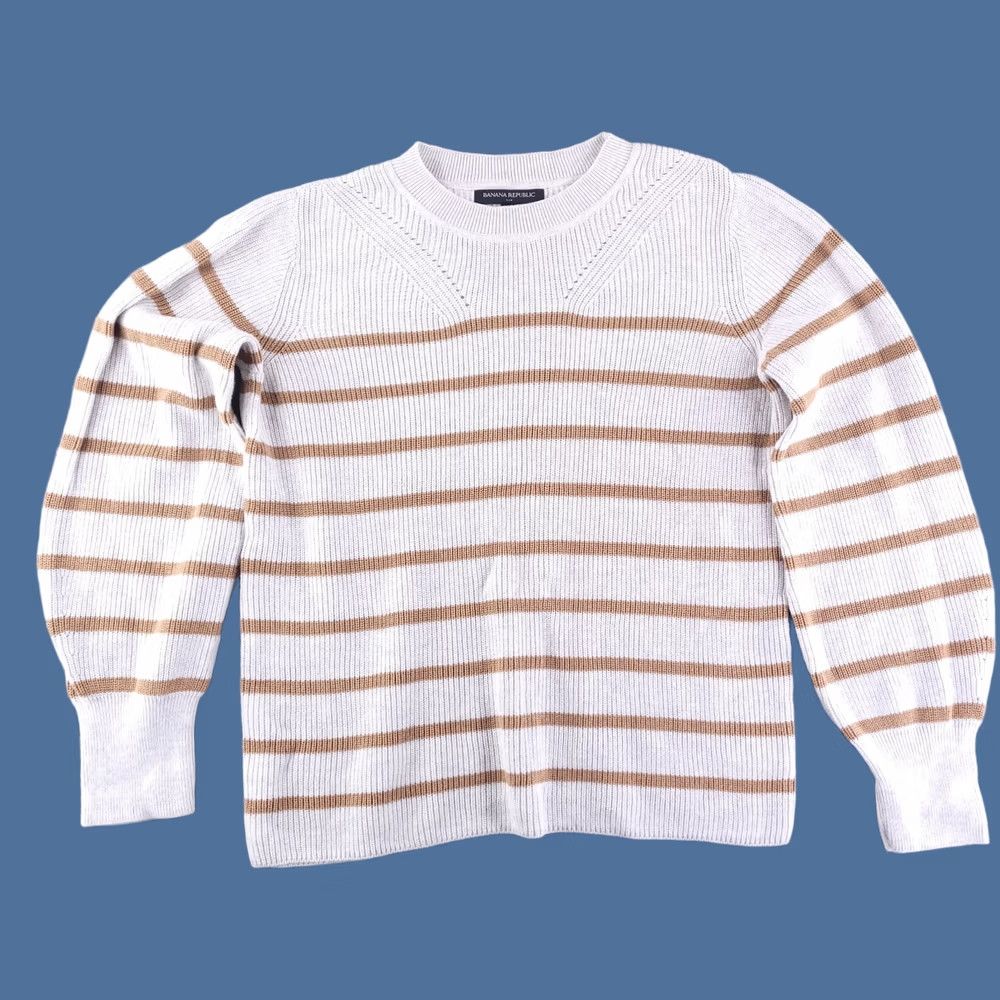 Banana Republic Banana Republic Sweater Womens Medium Knit White Golf Knit Old Money Pullover Size M / US 6-8 / IT 42-44 - 1 Thumbnail