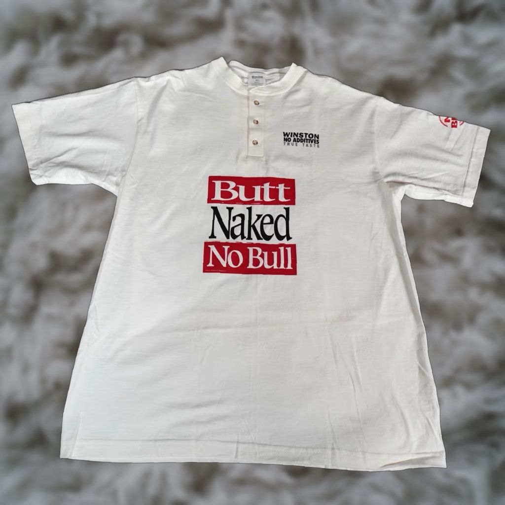 Vintage VINTAGE Winston Cigarettes Henley T Shirt Mens XL Slim Spring 90s Logo Graphic Print Size US XL / EU 56 / 4 - 1 Thumbnail