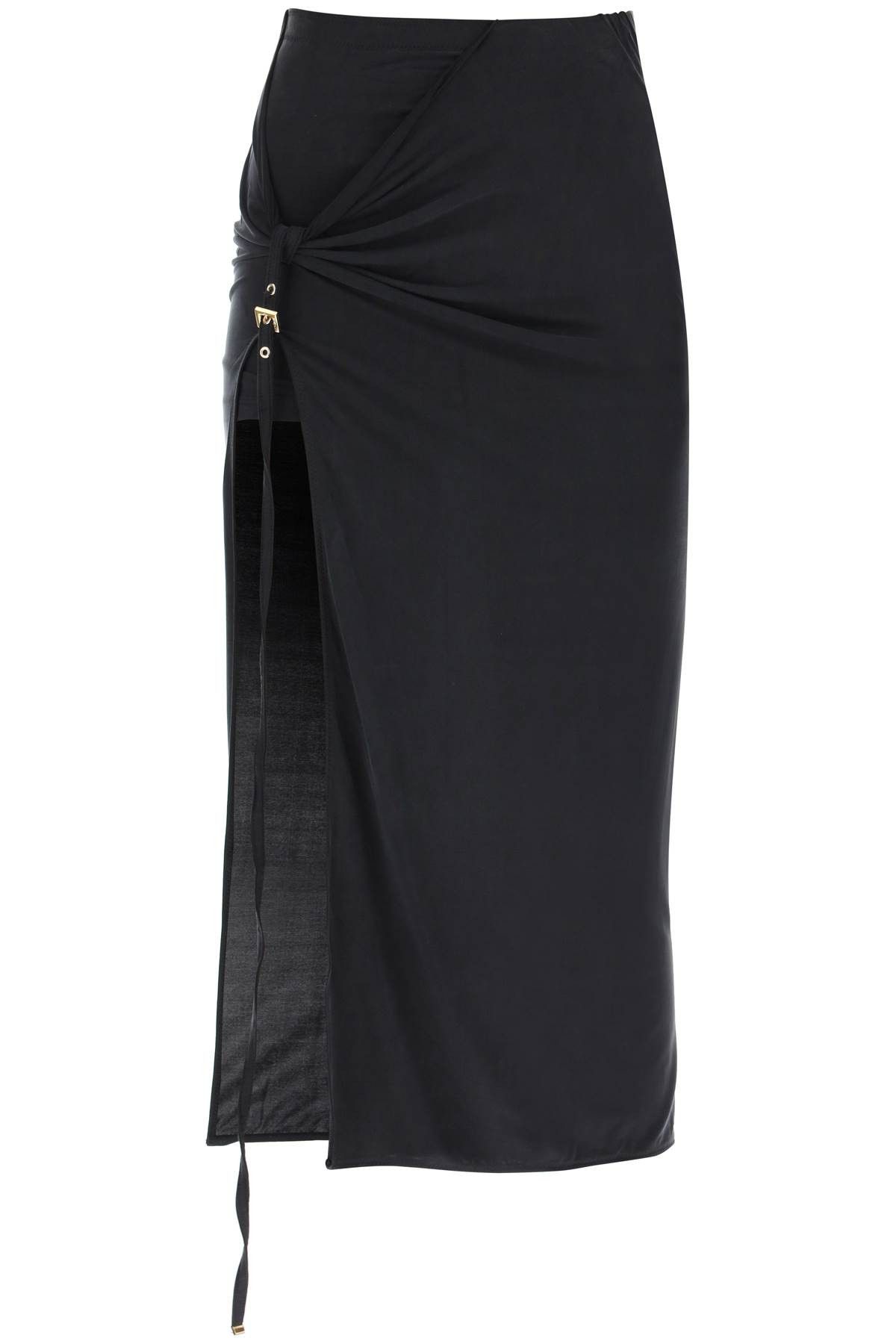 image of Jacquemus La Jupe Pareo Croissant Midi Skirt in Nero, Women's (Size 24)