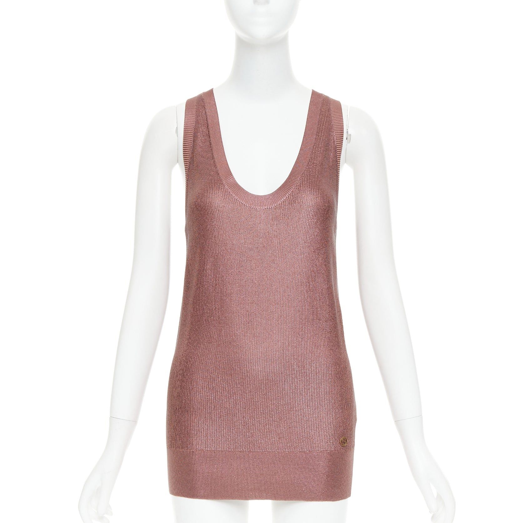 Gucci GUCCI metallic copper coated GG logo charm knit mini dress M Size M / US 6-8 / IT 42-44 - 1 Thumbnail