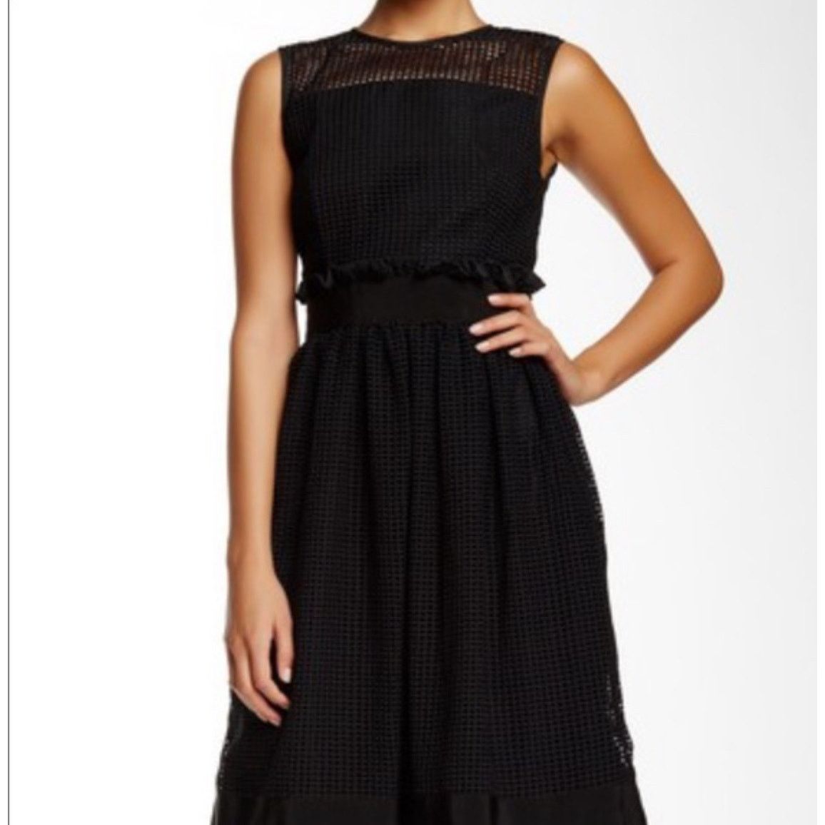 Orla Kiely Orla Kiely Black Grid Mesh Sleeveless Knee Length Dress Size M / US 6-8 / IT 42-44 - 1 Thumbnail