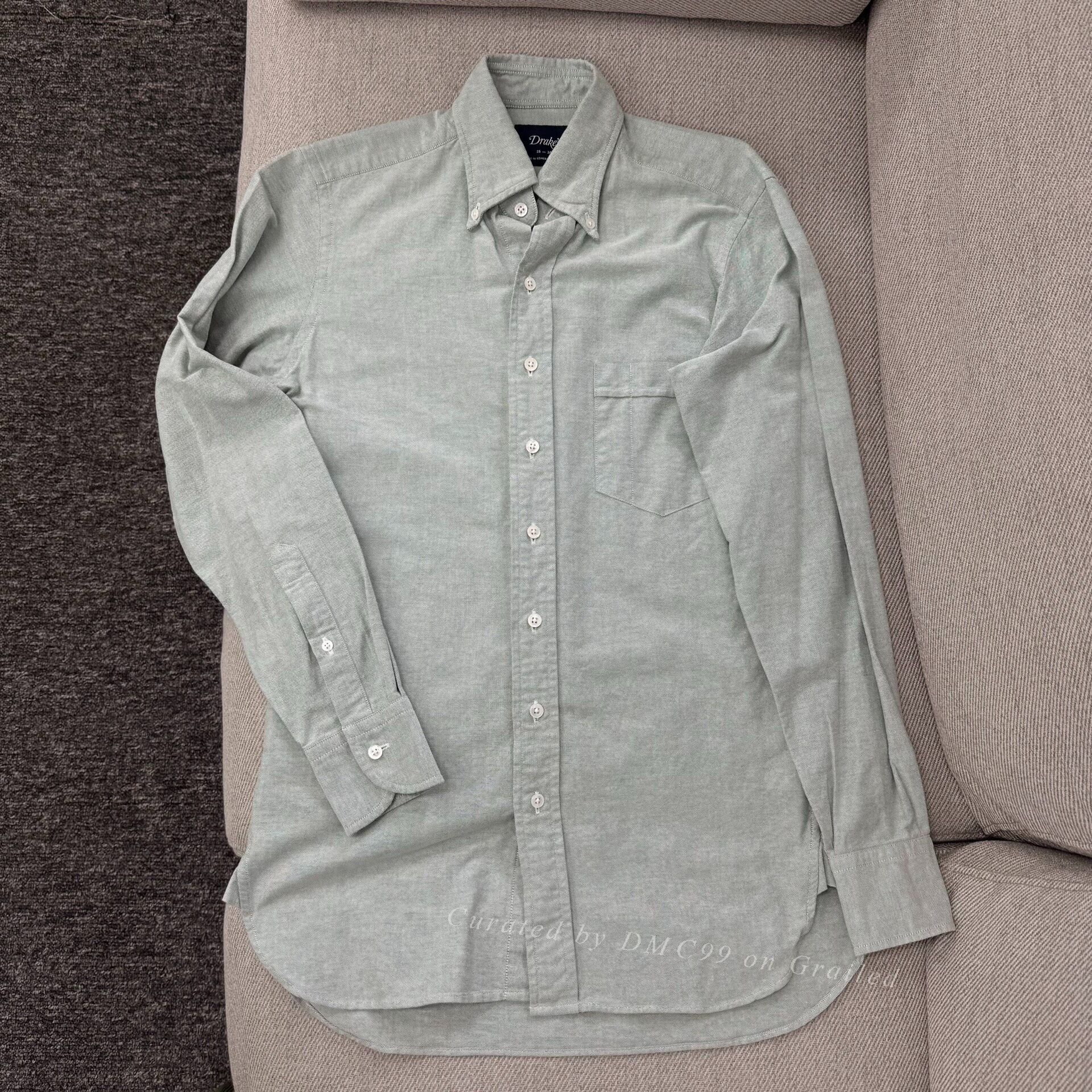 Drake's Drake's Green Oxford Button-Down Shirt Size US M / EU 48-50 / 2 - 1 Thumbnail