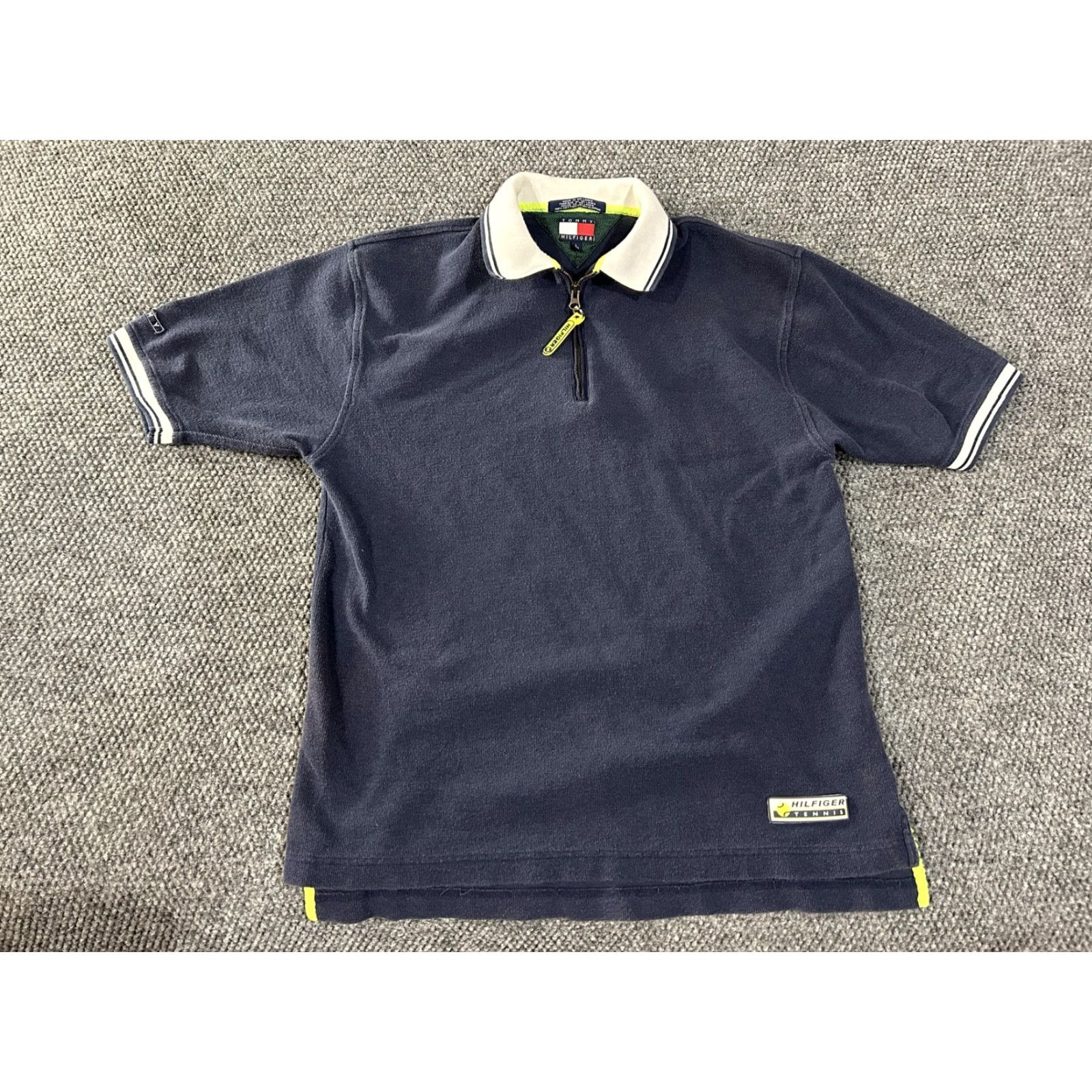 Tommy Hilfiger Tommy Hilfiger Tennis Polo Shirt Mens L Navy 1/4 Zip Cotton Golf/Tennis Style Shirt Mens Size US L / EU 52-54 / 3 - 2 Thumbnail