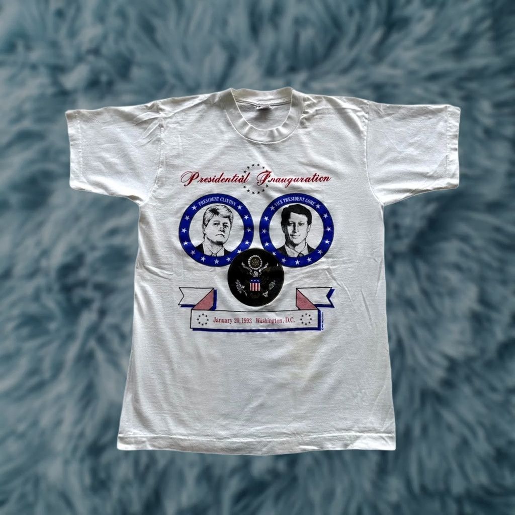 Fruit Of The Loom VINTAGE Clinton Gore T Shirt Mens 90s 1993 Presidential Inauguration White Cotton Short Sleeve Crew Neck Graphic Print Size M Size US M / EU 48-50 / 2 - 1 Thumbnail