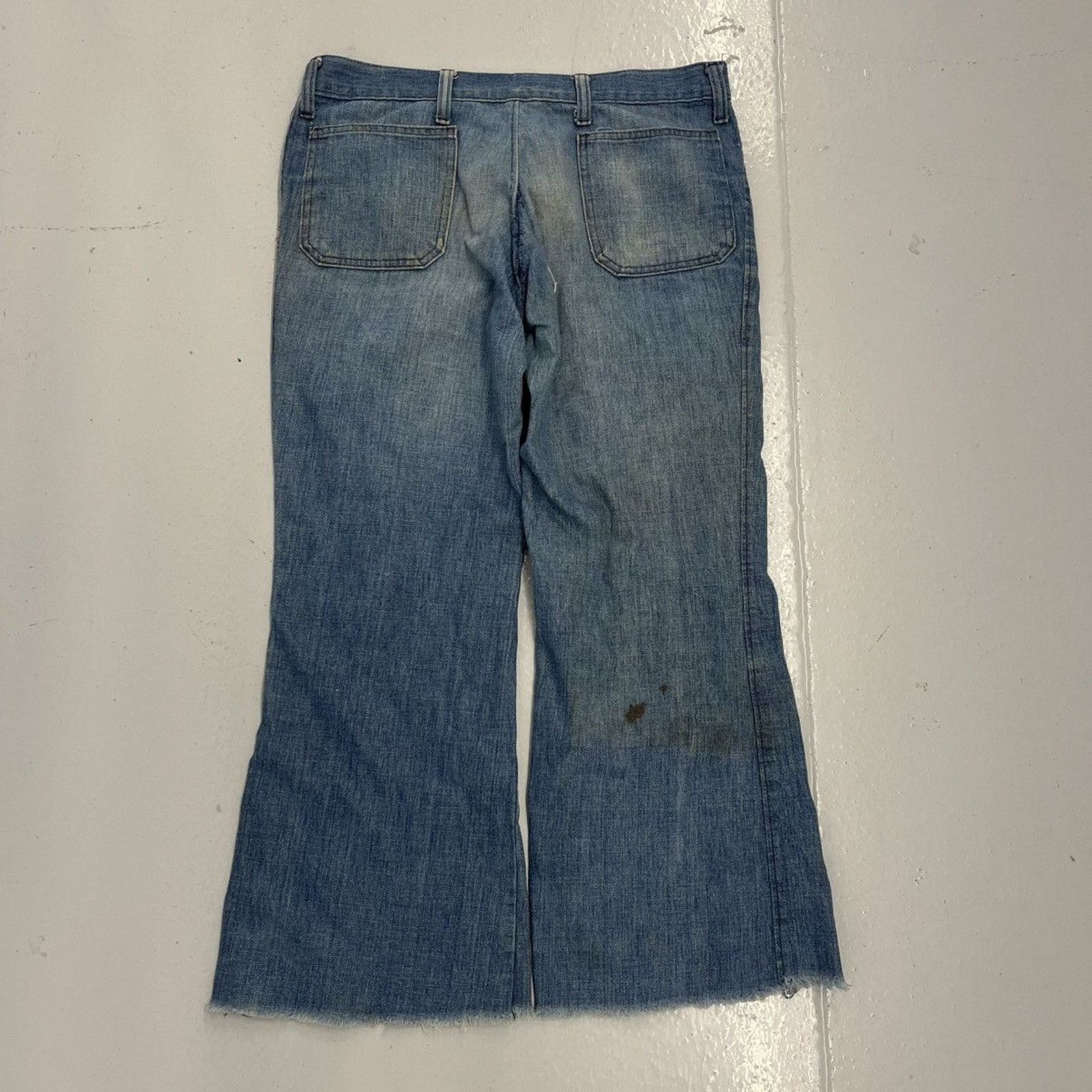 Other Vintage 70s Blue Seafarer Low Rise Bell Bottom Jeans 32x26 Size US 32 / EU 48 - 4 Thumbnail