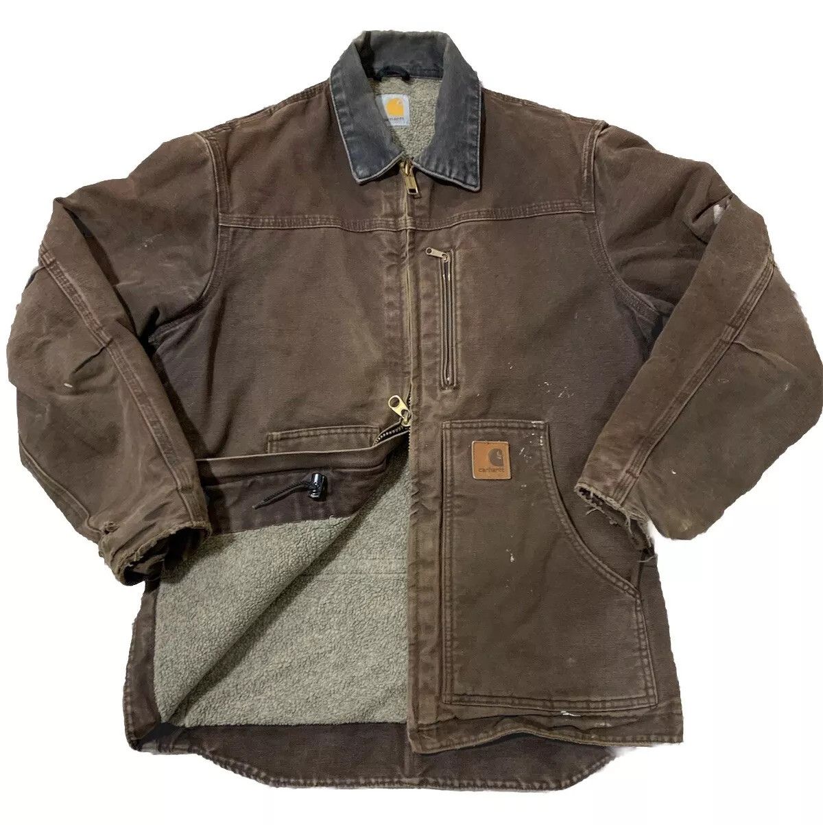 Carhartt Sherpa Lined Distressed C61DKB Jacket Size US M / EU 48-50 / 2 - 2 Thumbnail