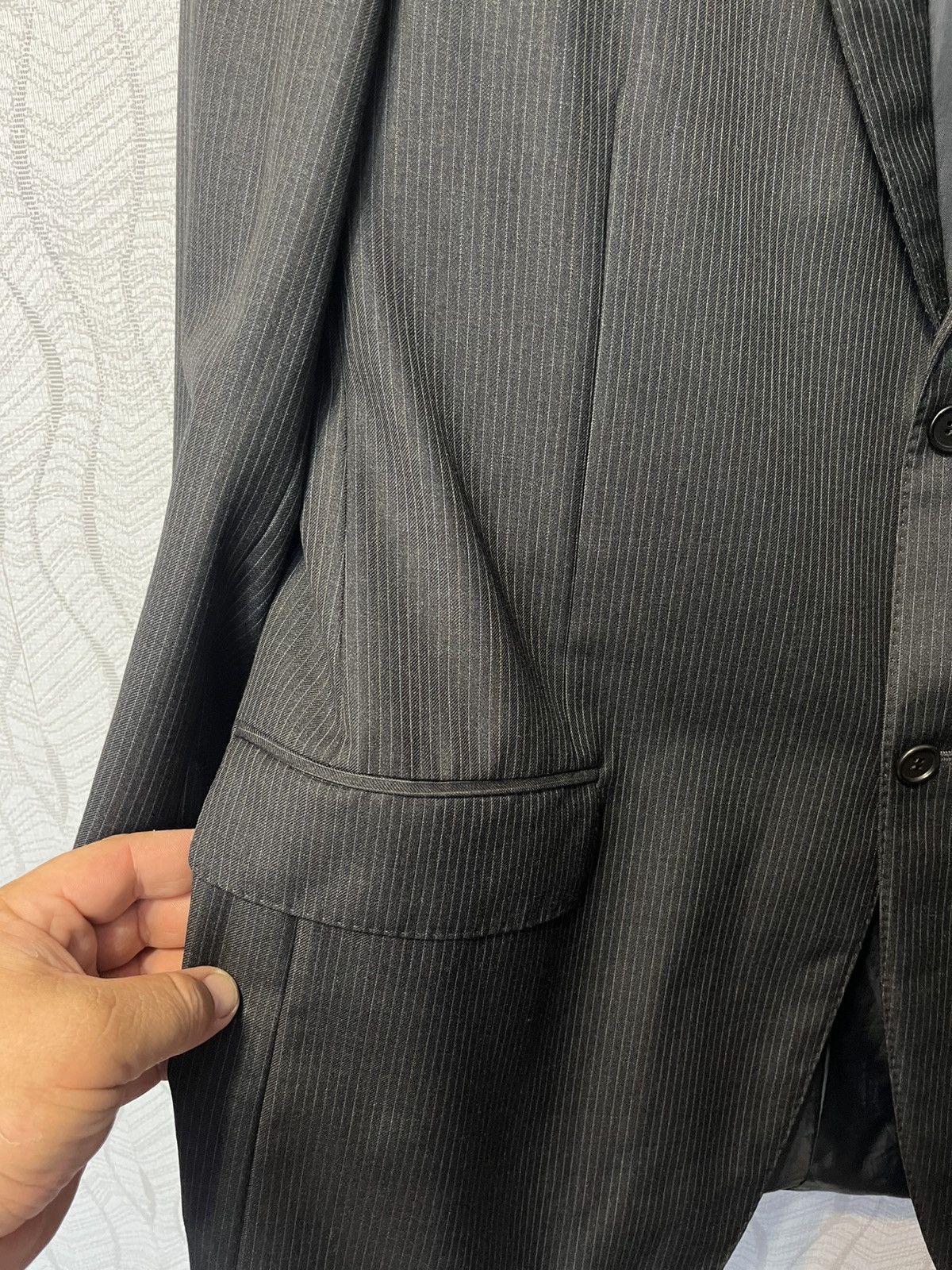 Canali Canali Pure Wool Men’s Black Striped 2 Piece Blazer Jacket Size 44R - 6 Thumbnail