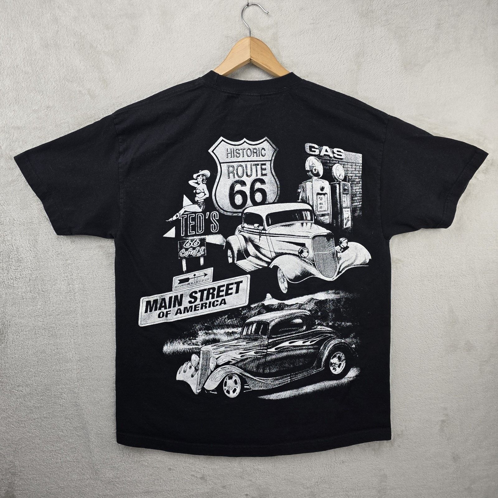 Other Vintage Route 66 Shirt Mens XL Black Classic Cars AOP 90s Size US XL / EU 56 / 4 - 6 Thumbnail
