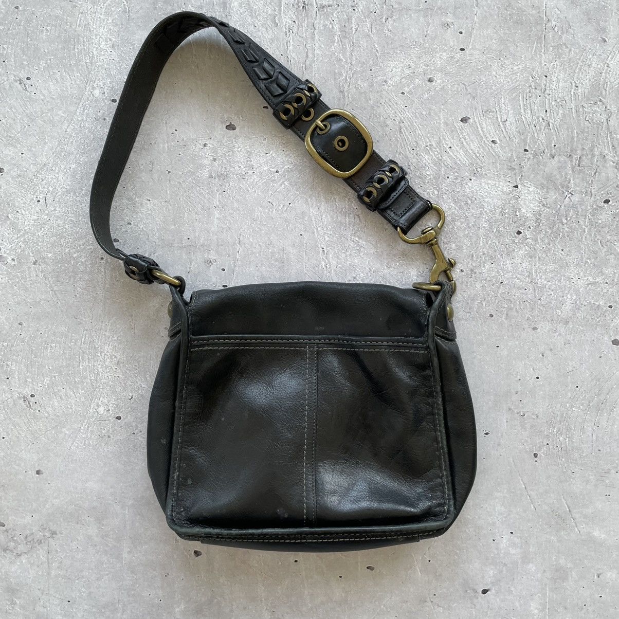Vintage Coach Black Canvas Leather Flap Strap Shoulder Bag 11434 Size ONE SIZE - 4 Thumbnail