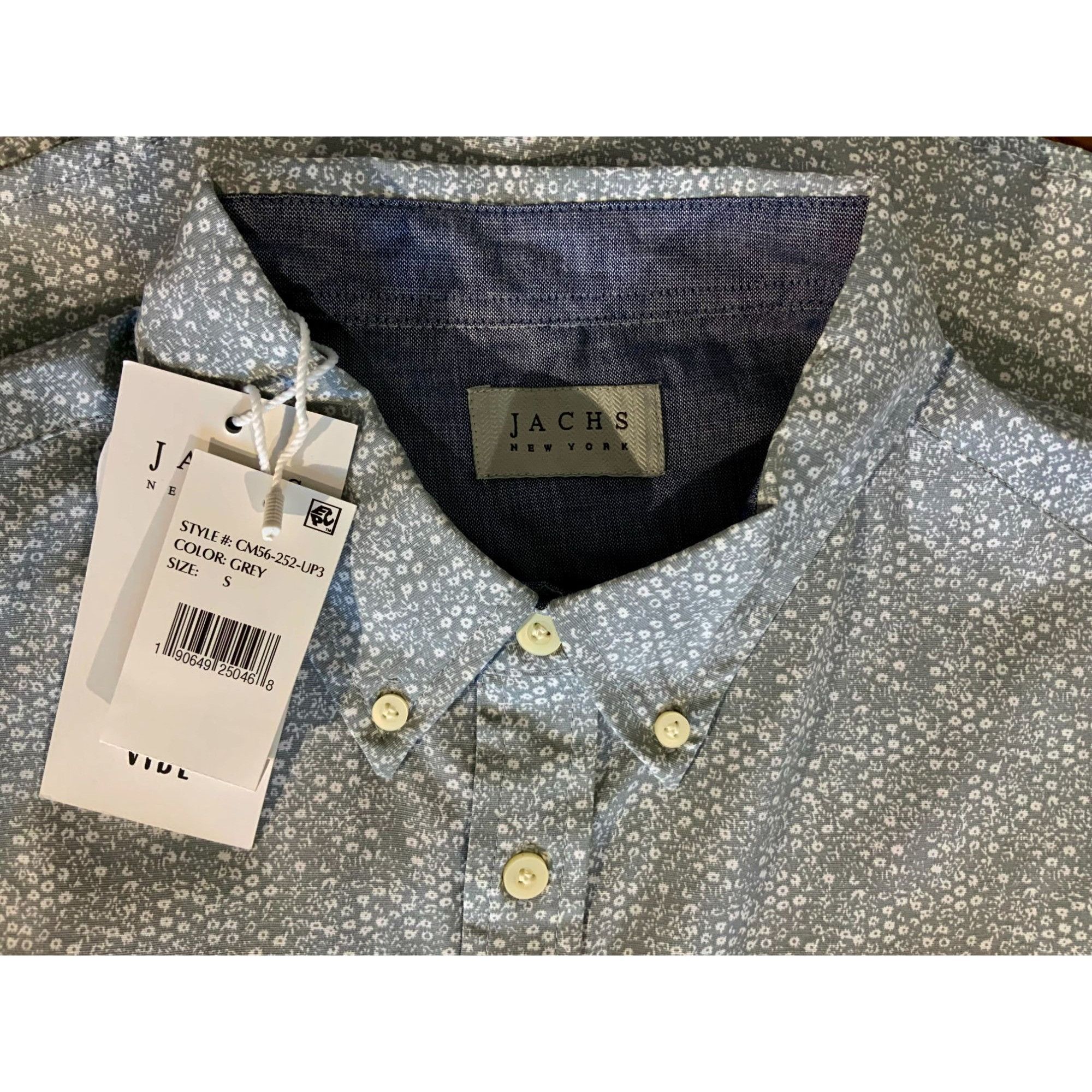 JACHS NY Jachs New York Mens Grey Peach Short Sleeve Shirt Small NEW Size US S / EU 44-46 / 1 - 4 Thumbnail