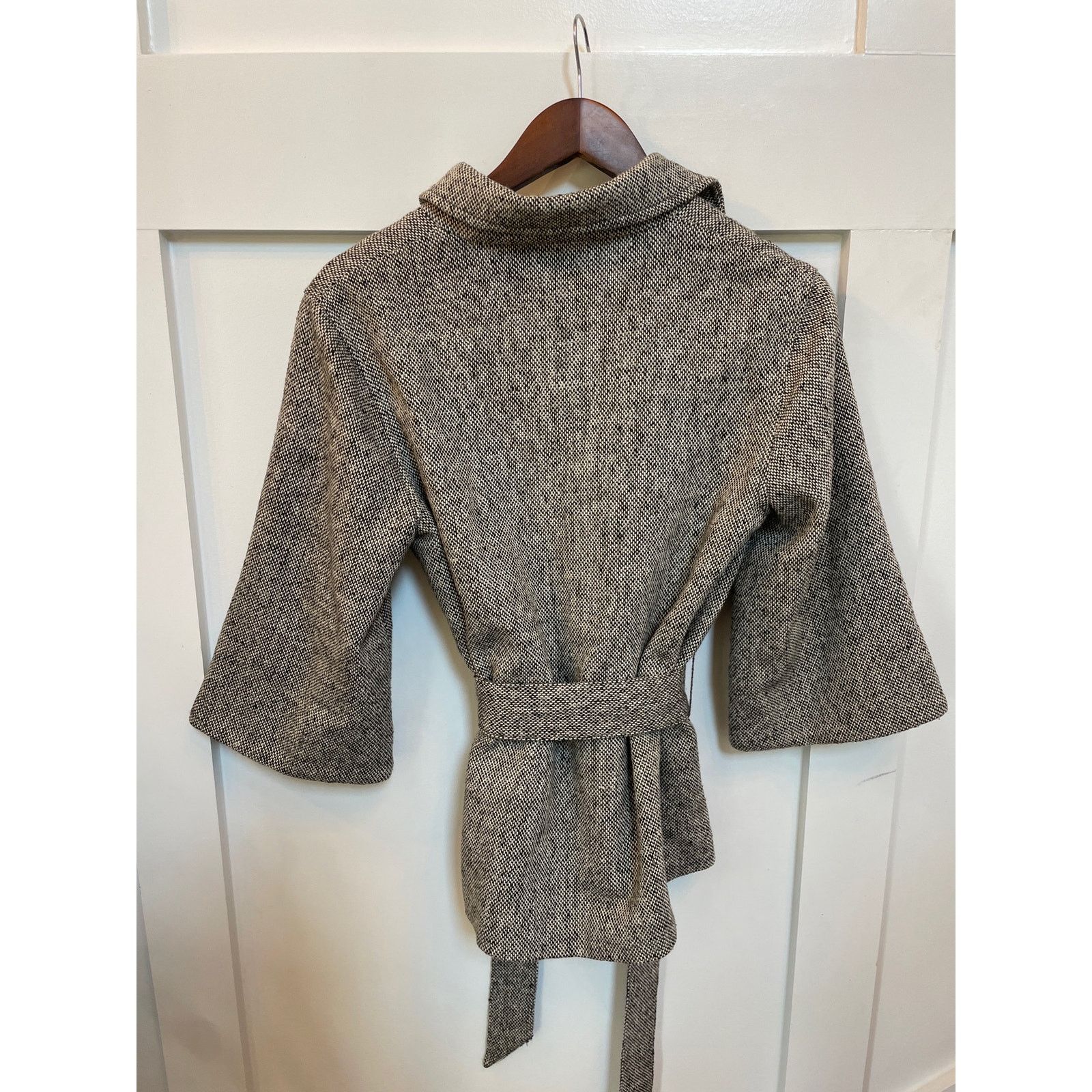 Gap Vtg GAP 3/4 Wide Sleeve Belted Herringbone Cropped Peacoat,M Size M / US 6-8 / IT 42-44 - 8 Thumbnail