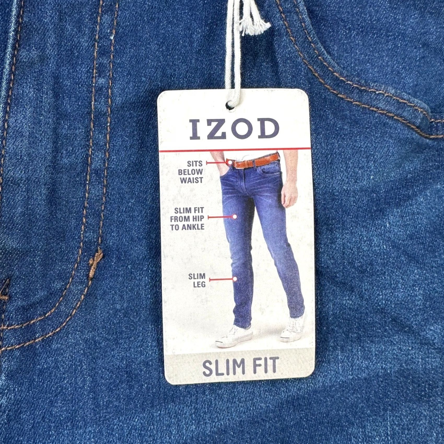 Izod VINTAGE Izod Sport Flex Men Slim Jeans 38X30 Blue 5 Pockets Comfort Stretch Denim NEW Size US 38 / EU 54 - 5 Thumbnail