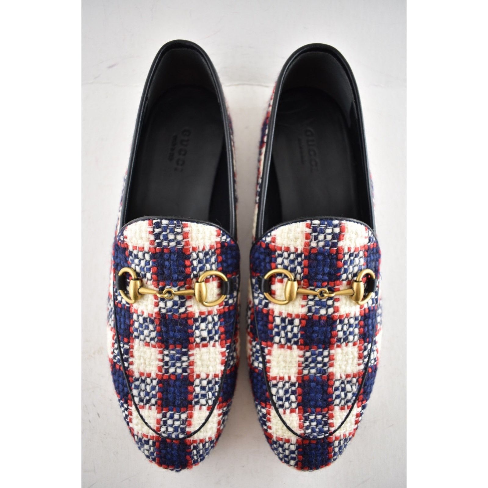 Gucci Gucci New Jordaan Blue Red White Black Tweed Check Size US 8.5 / IT 38.5 - 9 Thumbnail