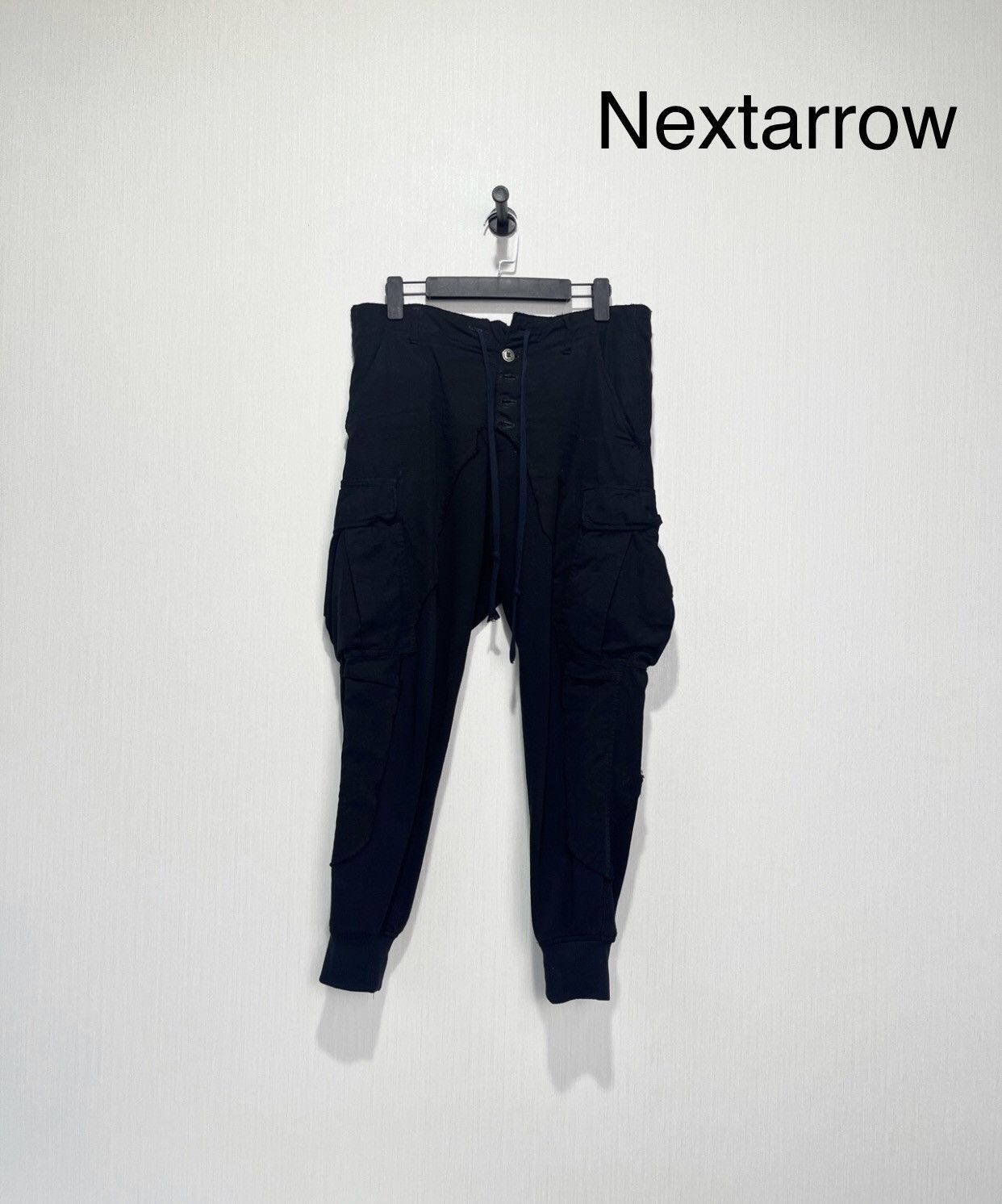 Greg Lauren Greg Lauren GL Black Drawstring Cannonball Pants 2412- Size US 32 / EU 48 - 1 Thumbnail