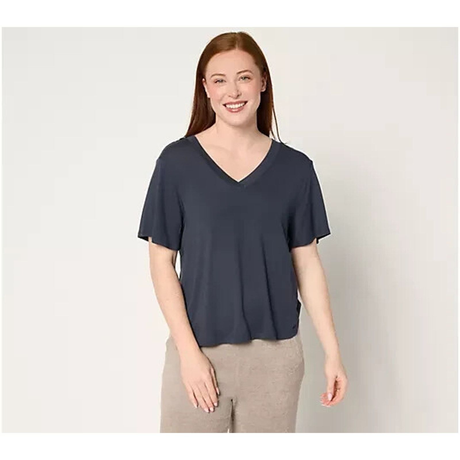 & Other Stories Barefoot Dreams Modal Drapey Double V-Neck Indigo M A704631 Size M / US 6-8 / IT 42-44 - 1 Preview