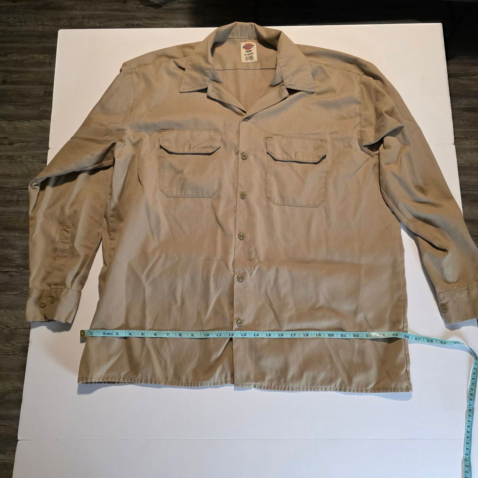 Dickies Dickies Flex Men's XL WORK Sleeve Tan Button Up Two Pocket Size US XL / EU 56 / 4 - 2 Thumbnail