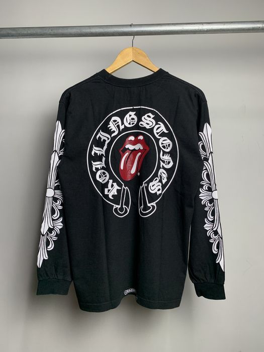 Chrome Hearts Floral Rolling Stones Collabs Long Sleeve tee | Grailed