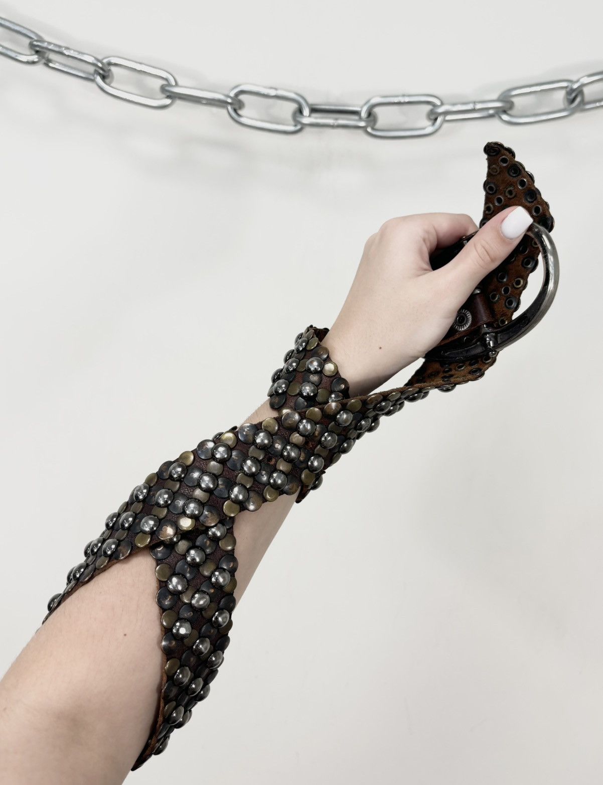 Other Vintage Devil’s Skin By Guido Angeloni Studded Leather Belt Size ONE SIZE - 1 Thumbnail