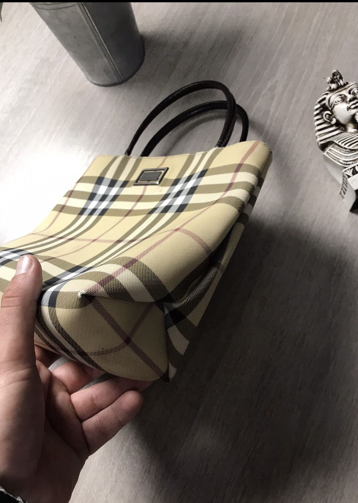 Burberry × Burberry Prorsum Burberry Nova Check Coated Canvas Tote Bag purse Size ONE SIZE - 3 Thumbnail