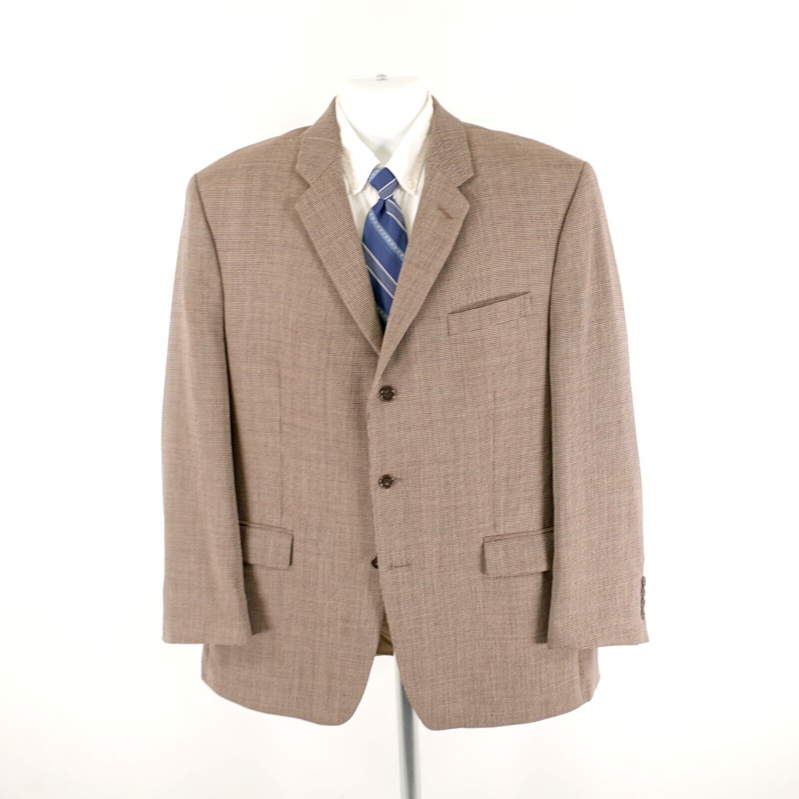 Calvin Klein Calvin Klein Brown Cream Gray Check Textured Wool Blend 3 Bu Size 44R - 5 Thumbnail