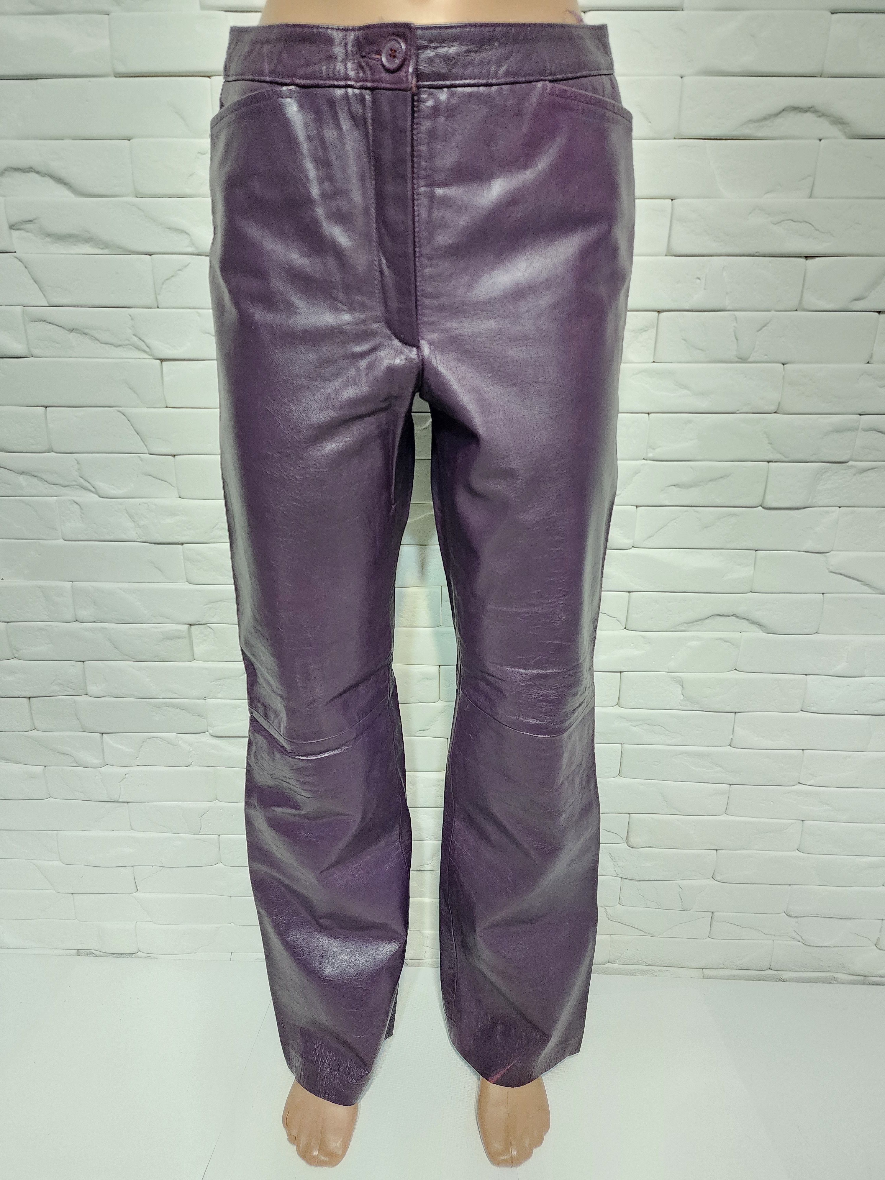 Genuine Leather Women's purple leather pants. Size 28" / US 6 / IT 42 - 4 Thumbnail